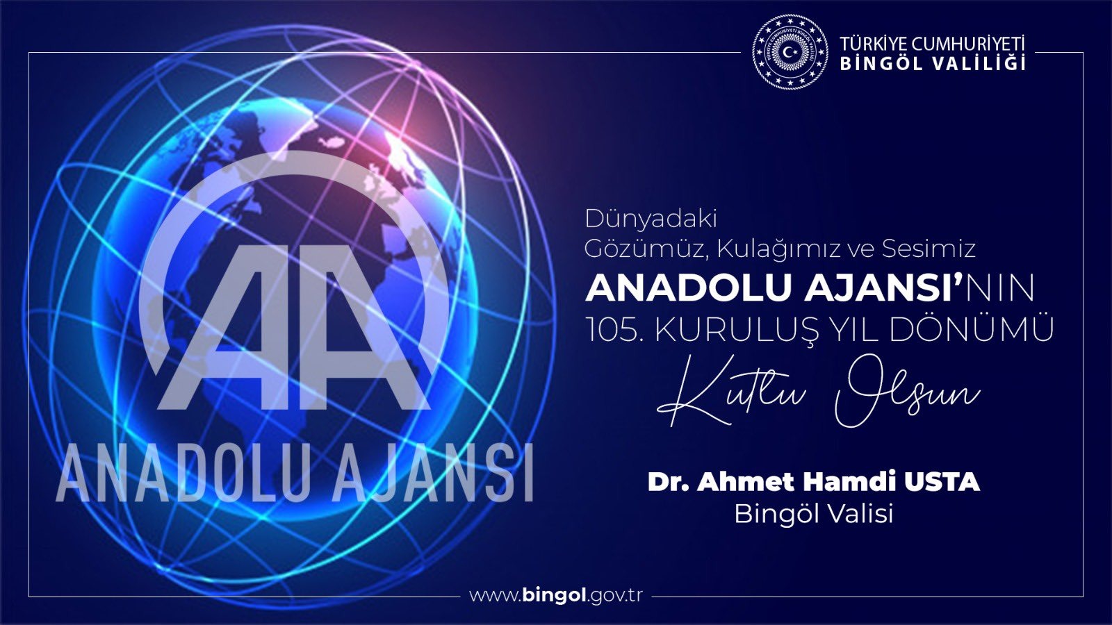 Bingöl Valisi Usta, AA’nın kuruluşunun 105. yılını kutladı