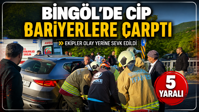 Bingöl’de Cip Bariyerlere Çarptı: 5 Yaralı