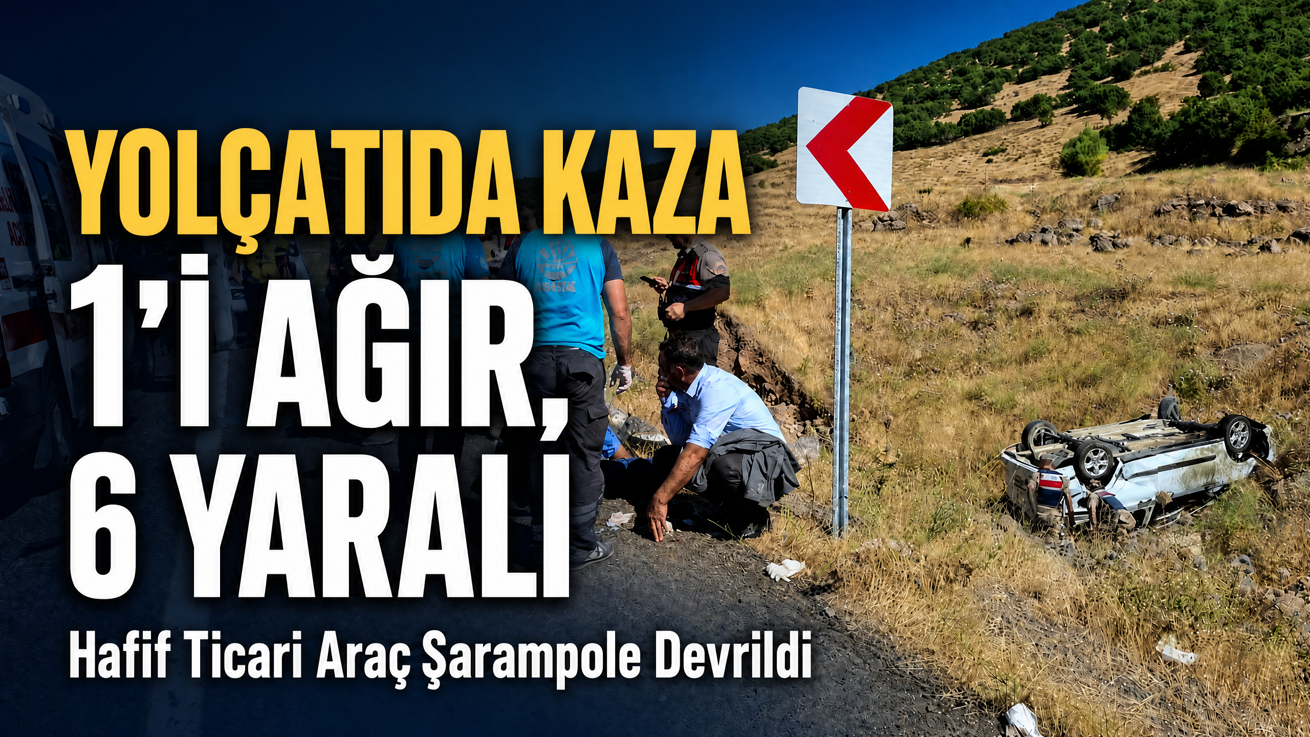 Hafif Ticari Araç Şarampole Devrildi