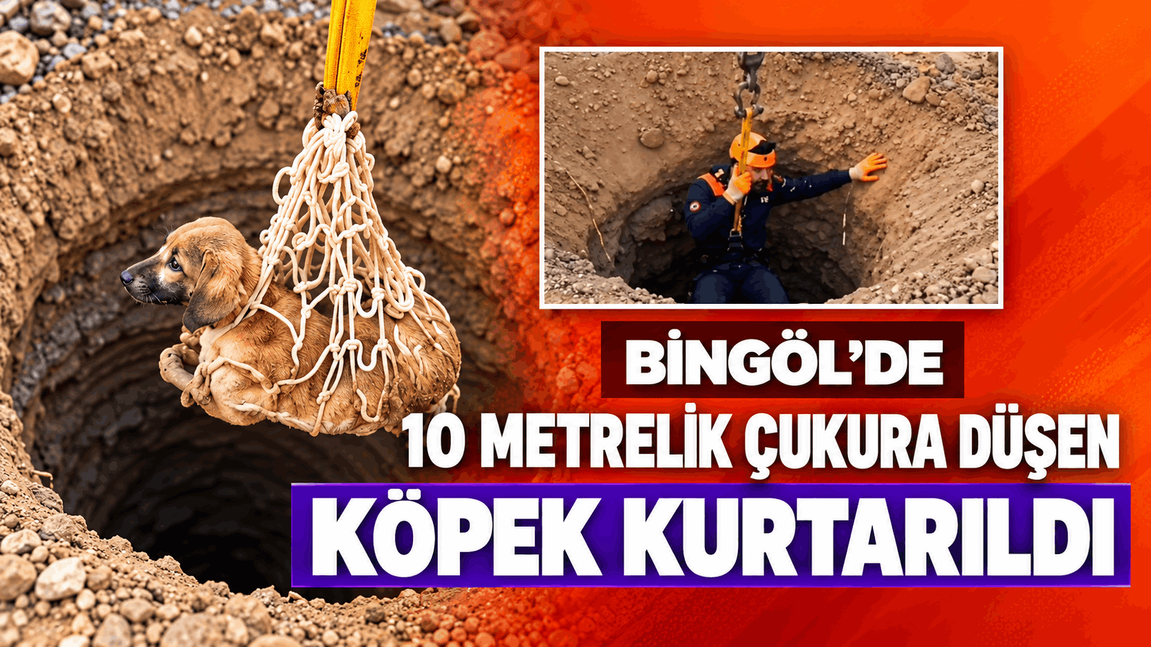 Bingöl’de 10 Metrelik Çukura Düşen Köpek Kurtarıldı