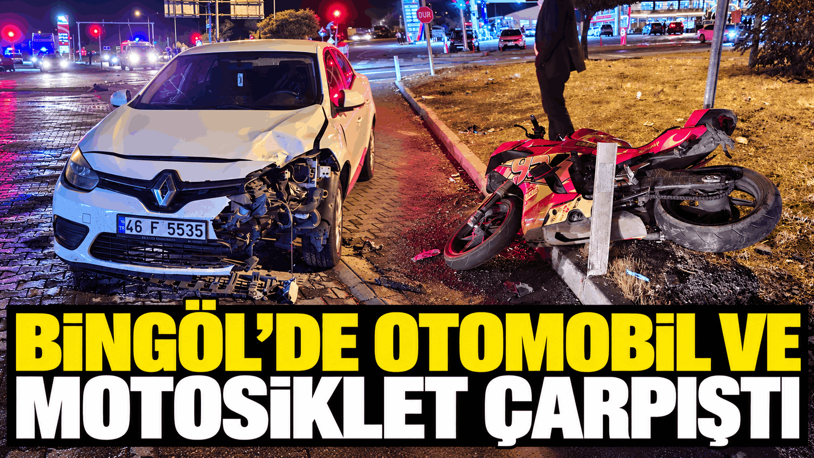 Bingöl’de Otomobil ve Motosiklet Çarpıştı