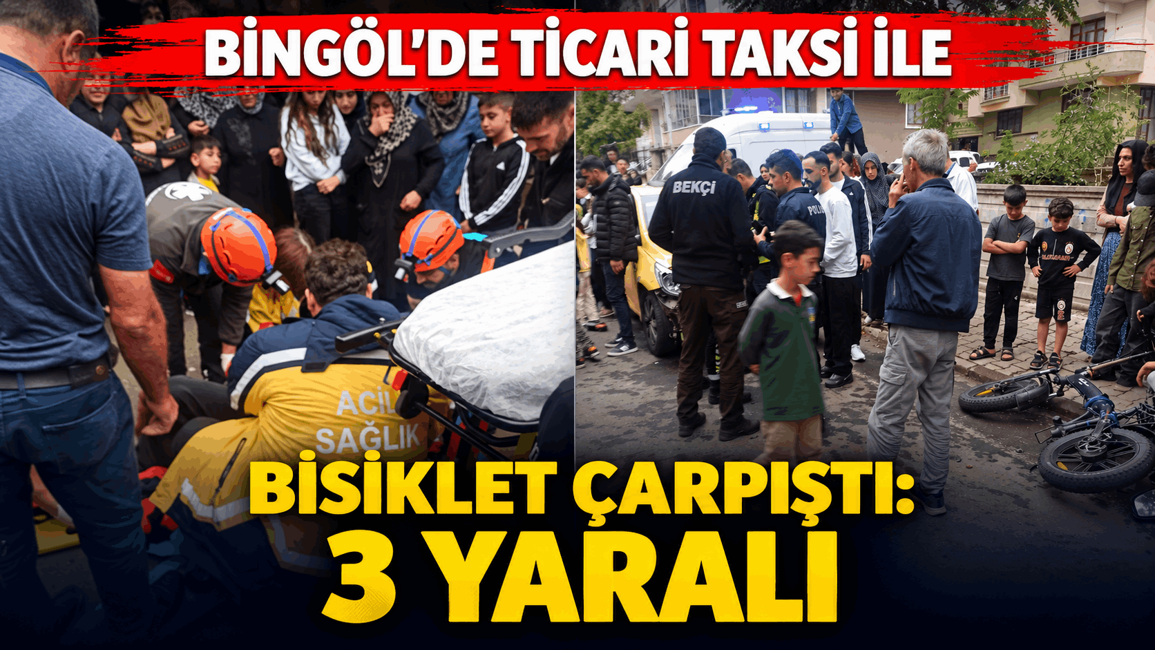 Bingöl’de Ticari Taksi İle Bisiklet Çarpıştı: 3 Yaralı