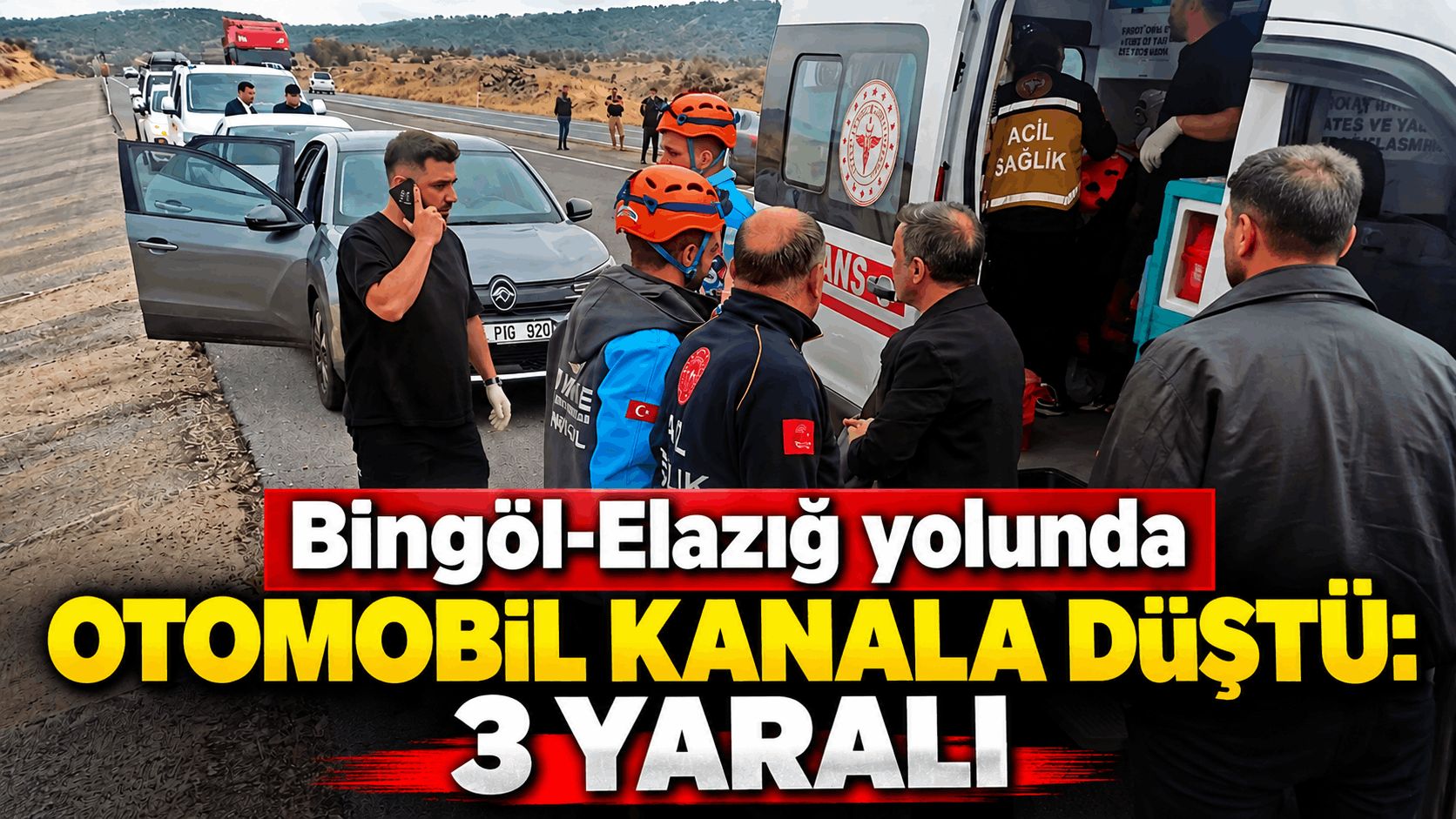 Bingöl-Elazığ yolunda otomobil kanala düştü: 3 yaralı