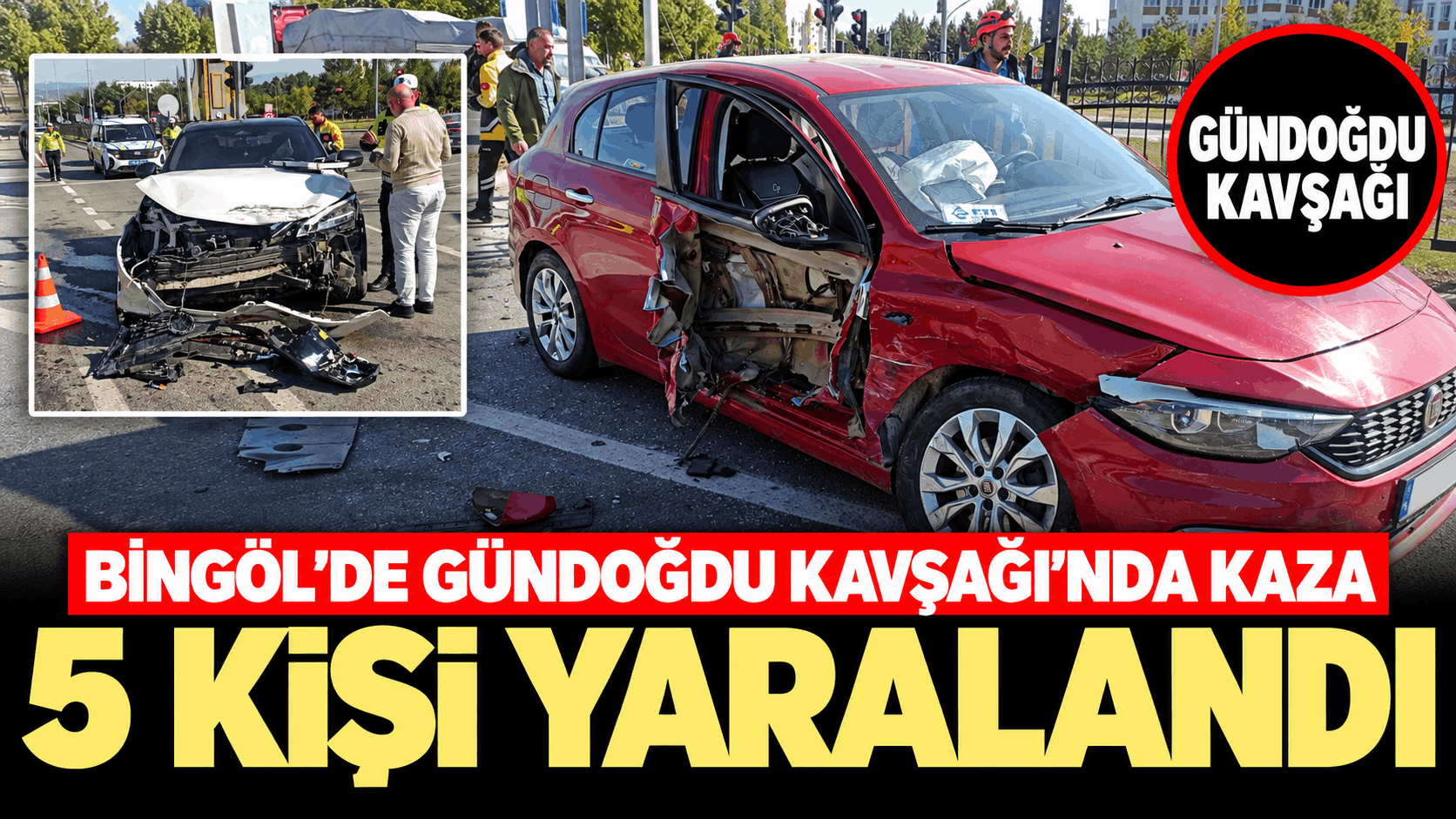 Bingöl’de Gündoğdu Kavşağı’nda Kaza: 5 Kişi Yaralandı