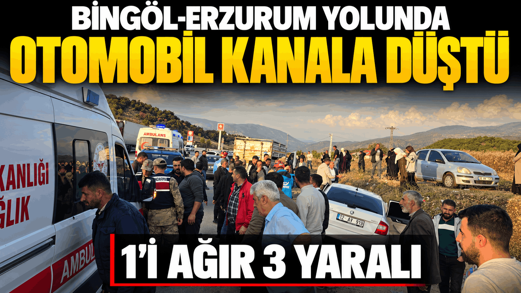 Bingöl-Erzurum Yolunda Otomobil Kanala Düştü: 1’i Ağır 3 Yaralı