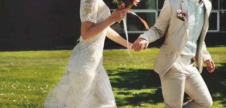 happy wedding, bride and groom together